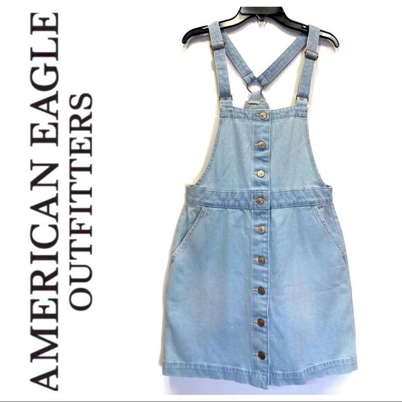 American Eagle Denim Skirt Overall Light Wash Size Small NWOT - Picture 2 of 8